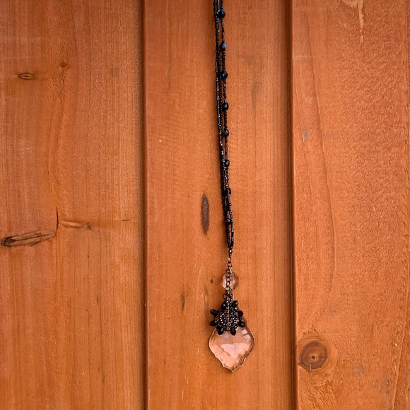 Beaded Black 21” Sun Catcher Door Hanger w Vintage Italian Chandelier Crystal - Picture 4 of 9